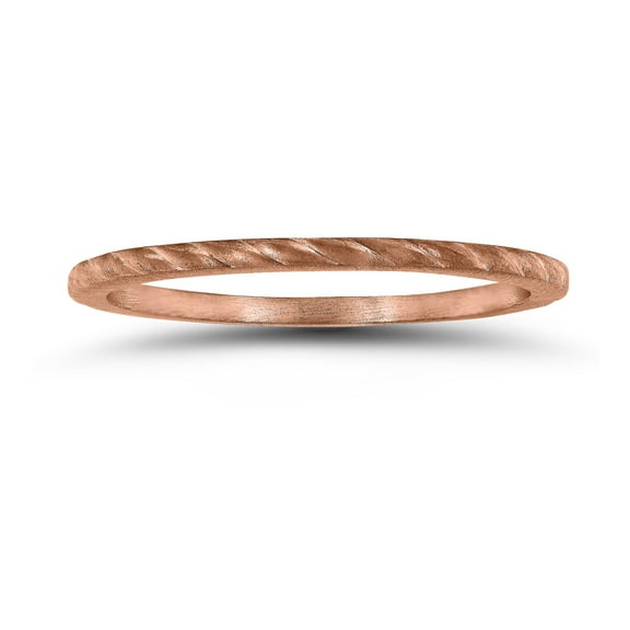 SZUL Women's Thin 1MM Rope Center Wedding Band in 14K Rose Gold