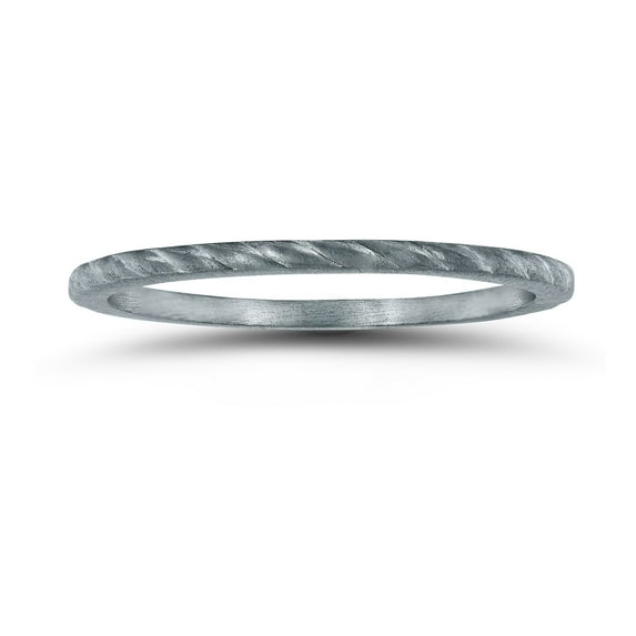 SZUL Women's Thin 1MM Rope Center Wedding Band in 14K White Gold