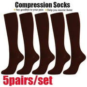 SZW Athletic Compression Socks Men's an Women's Closed Toe 10-20 mmHg Black 5-Pack