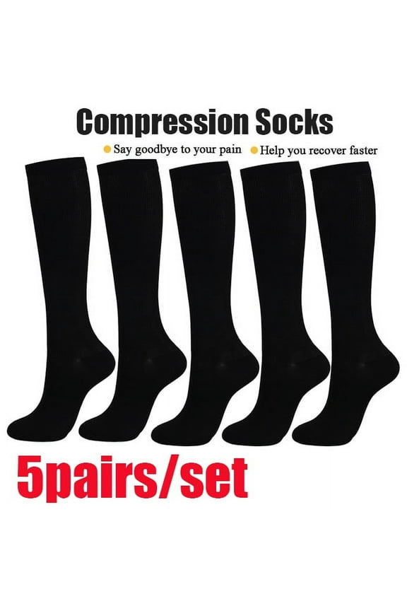 SZW Unisex Athletic Compression Socks, 5 Pairs
