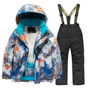 SZXZYGS Baby Boy Outfits Kids Lined Ski Jacket & Pants Set Winter Windbroof Snowboarding Rain Coats Girls Boys Winter Warm Snow Suits