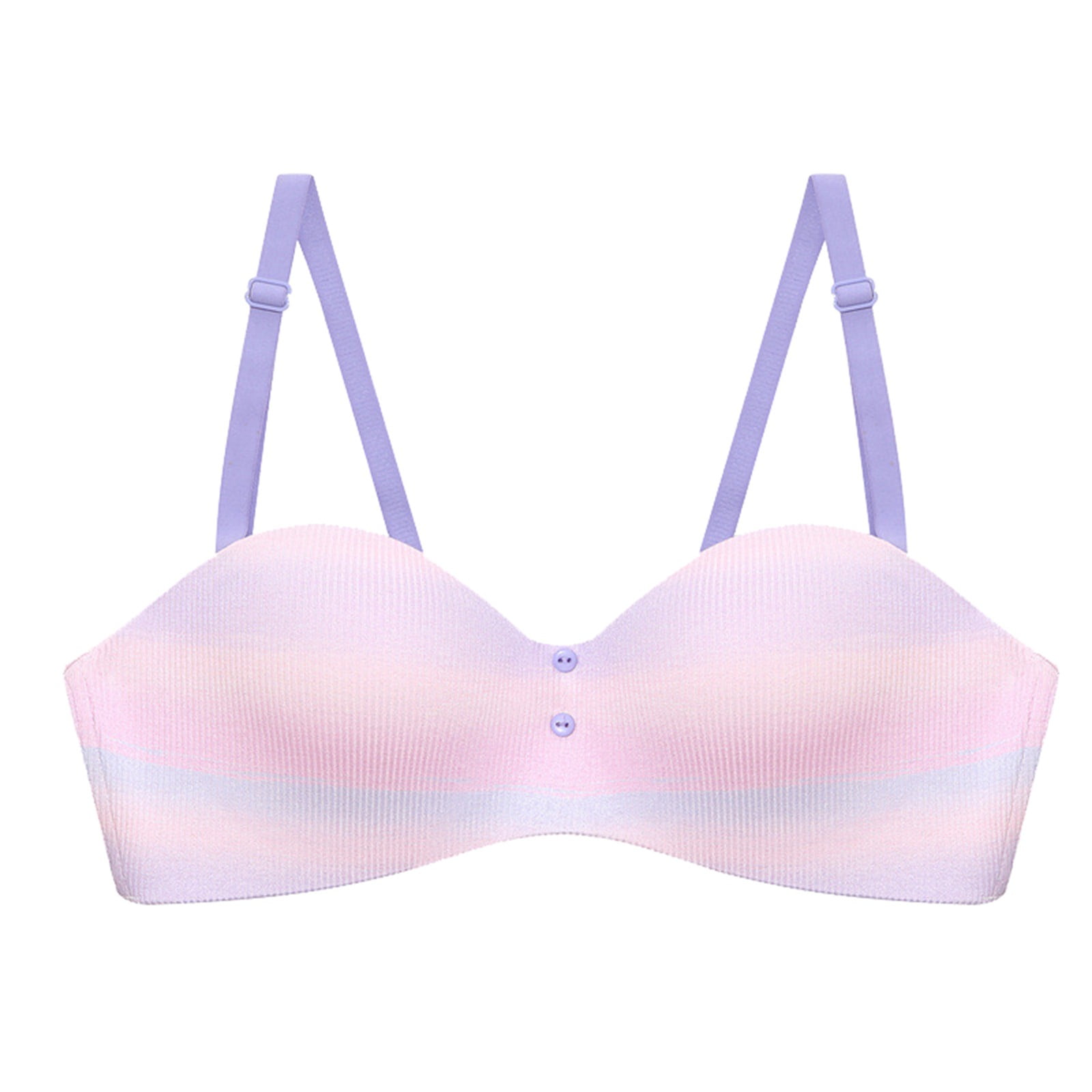SZXZYGS Bras Women's New European and American Comfortable B/C Cup  Detachable Shoulder Strap Colorful Gradient Light Plate No Steel Ring Bra