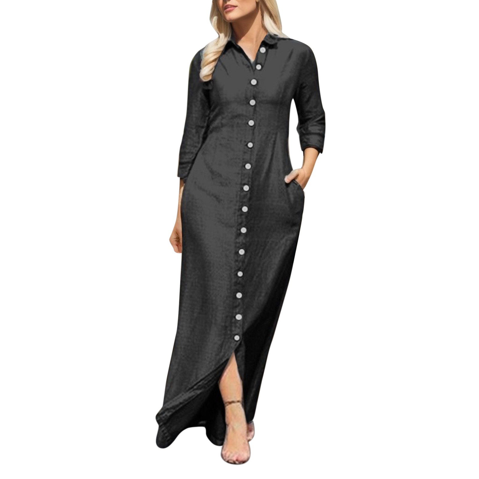 SZXZYGS Casual Summer Dresses with Sleeves for Women 2024 Womens Lapel