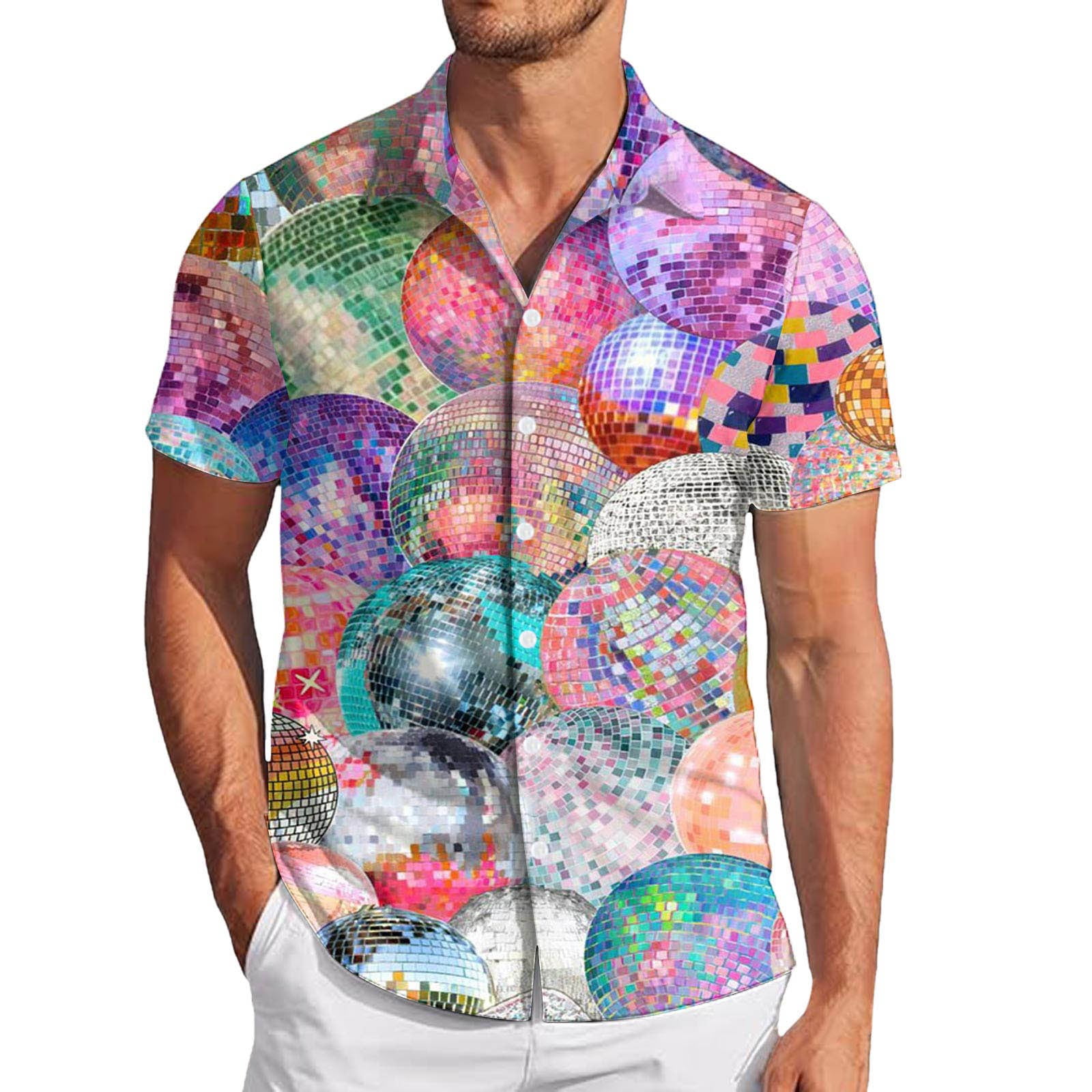 SZXZYGS Dress Shirts for Men Casual Mens Mardi Sequin Fashion Digital ...