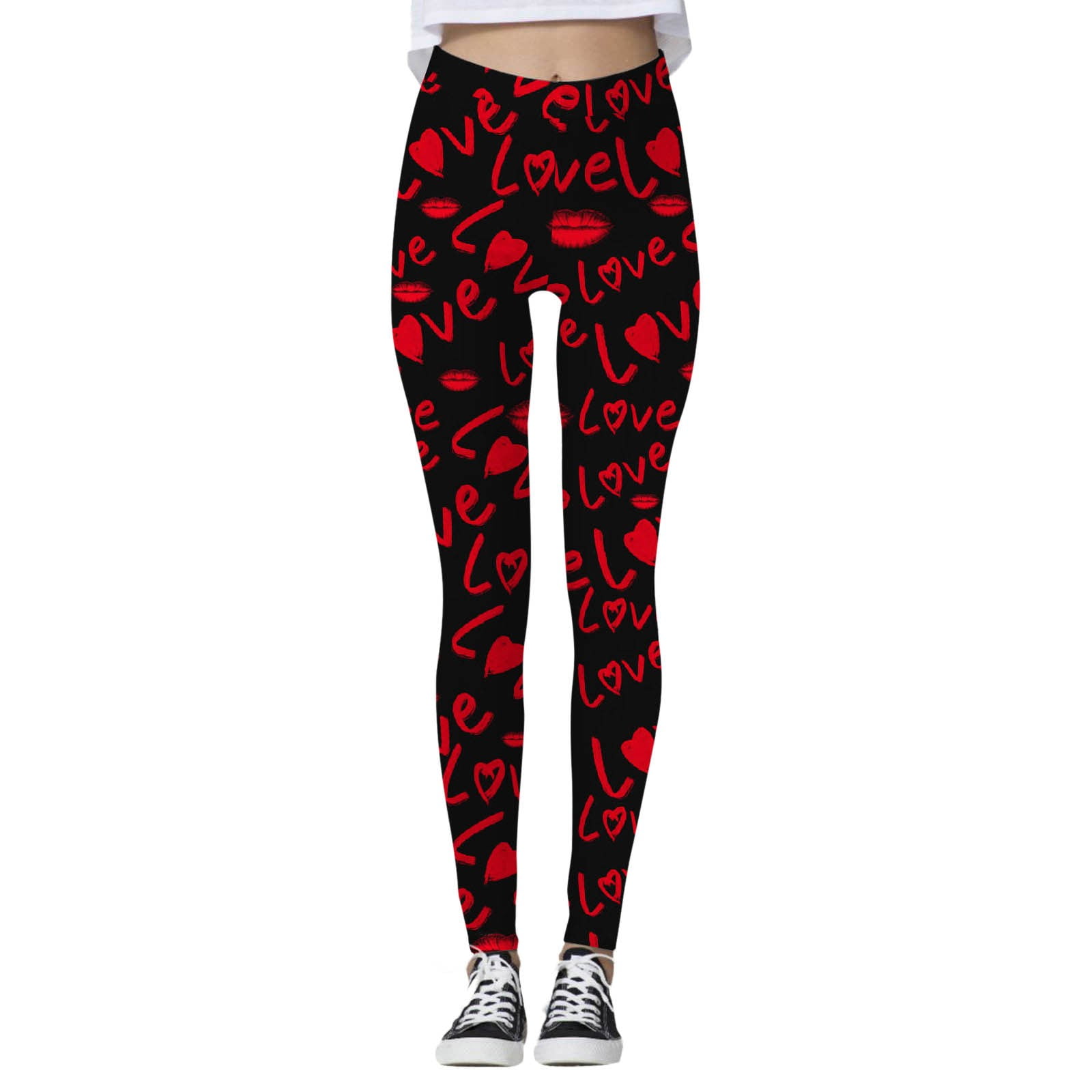 SZXZYGS Fleece Lined Leggings Skin Tone Black Women's Valentine'S Day