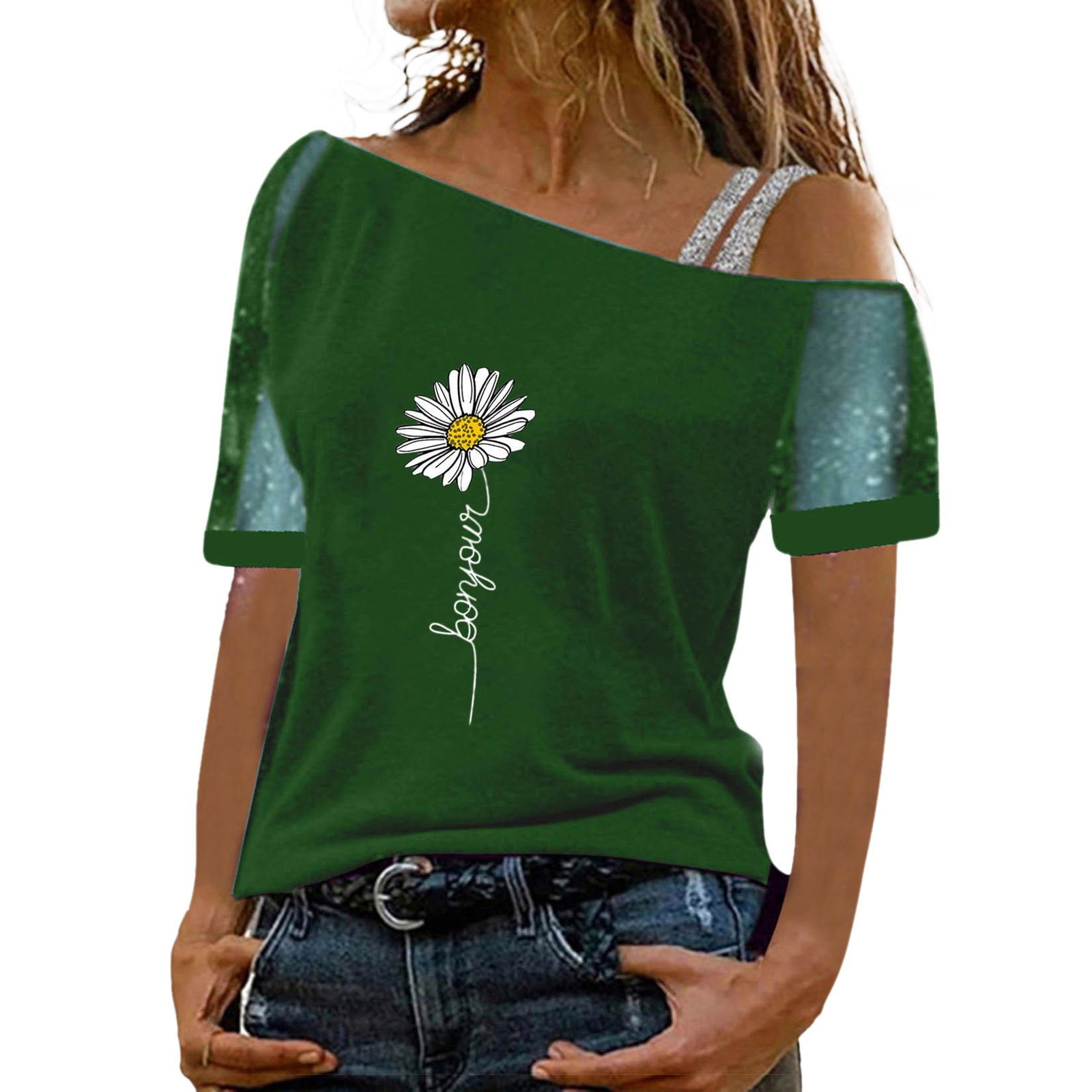 SZXZYGS Graphic Tees For Women Plus Size 90S Women Printed Off Shoulder you-be-the-judge-which-female-rock-star-was-the-biggest-badass-of-the