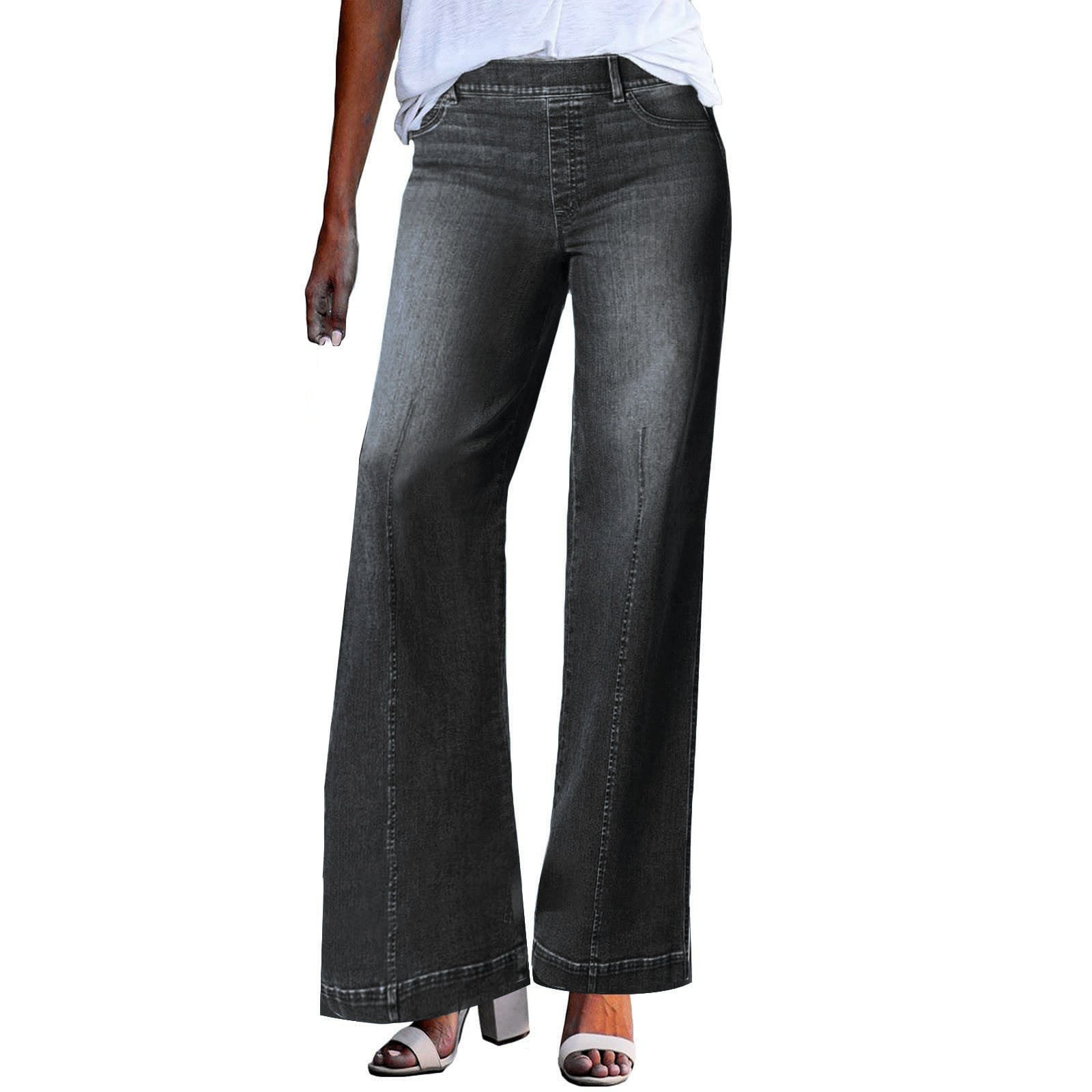 Wide leg denim pants