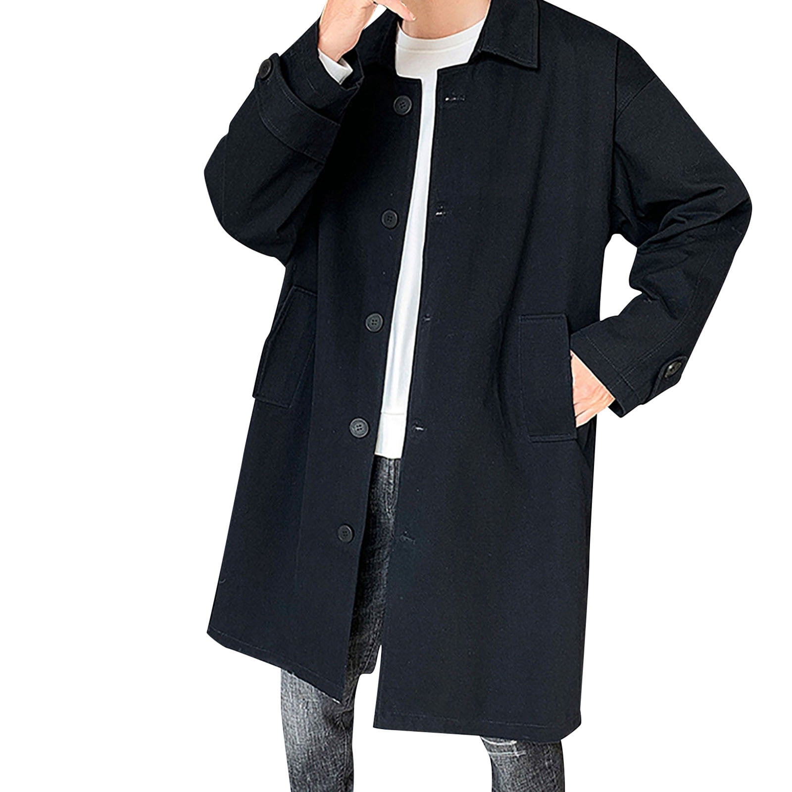 SZXZYGS Lightweight Jackets for Men Mens Mid Length Coat Hoodless ...