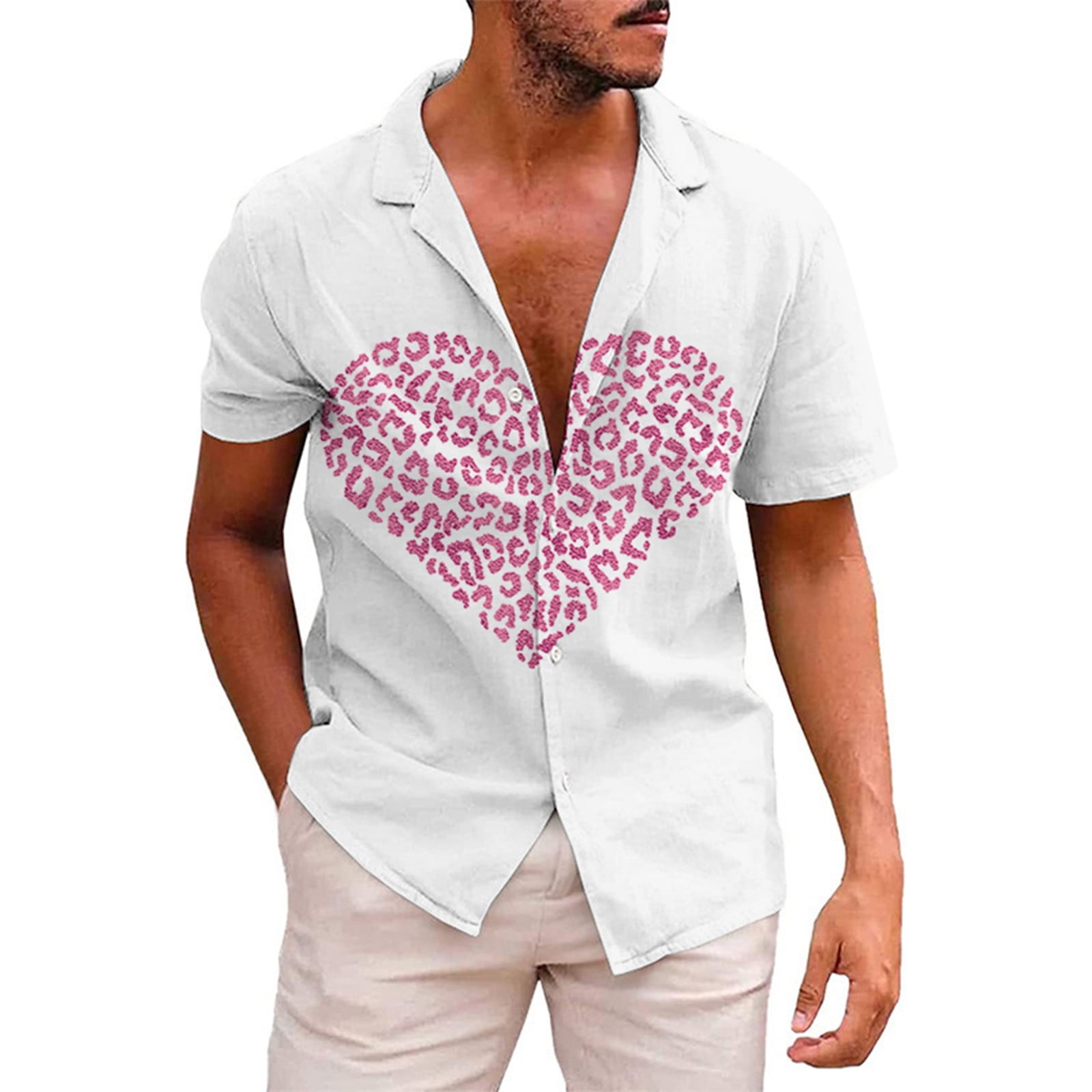 SZXZYGS Long Sleeve Shirts for Men Pack Of 5 Men's Valentine's Day Love ...