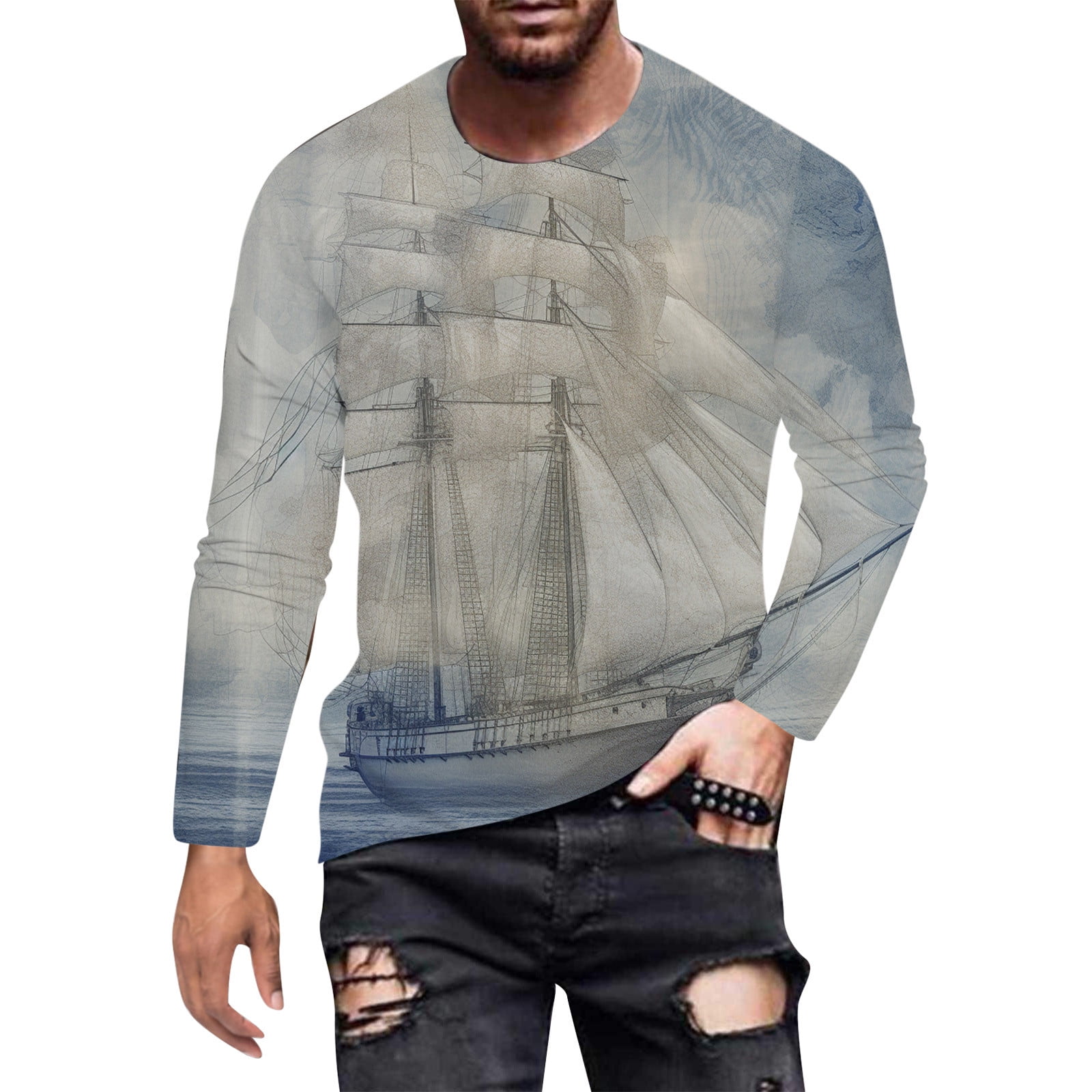 SZXZYGS Men Long Sleeve Shirt Pack Warm Men's Long Sleeve Shirts Xlt