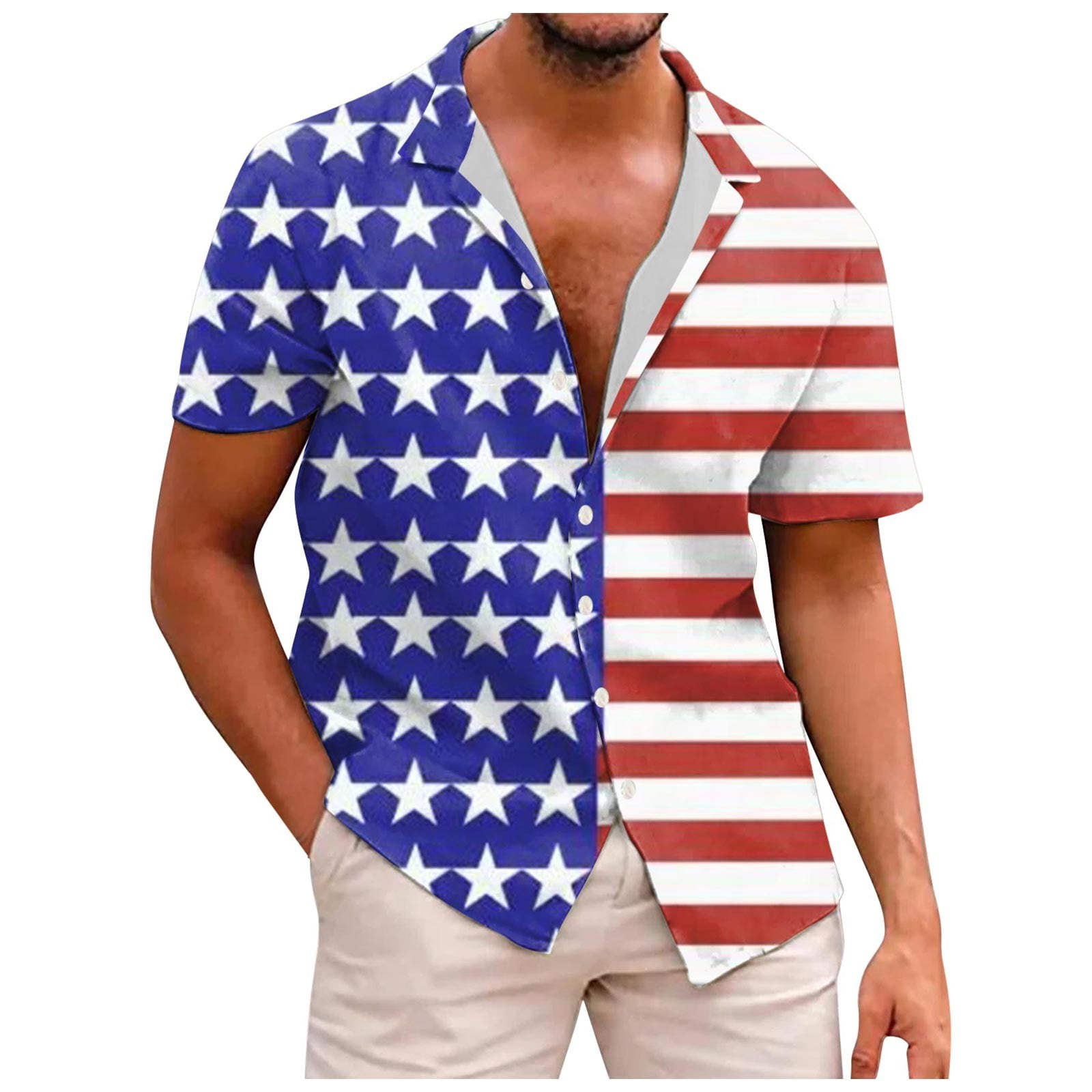 SZXZYGS Men's Casual ButtonDown Shirts 3Xlt Mens Independence Day
