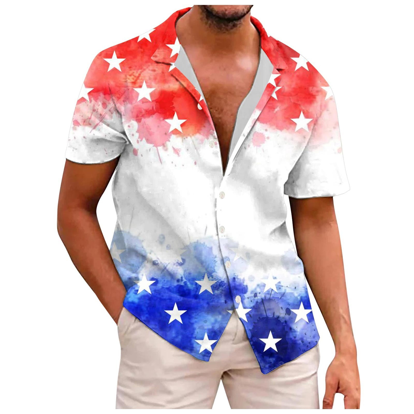 SZXZYGS Men's Casual ButtonDown Shirts 3Xlt Mens Independence Day
