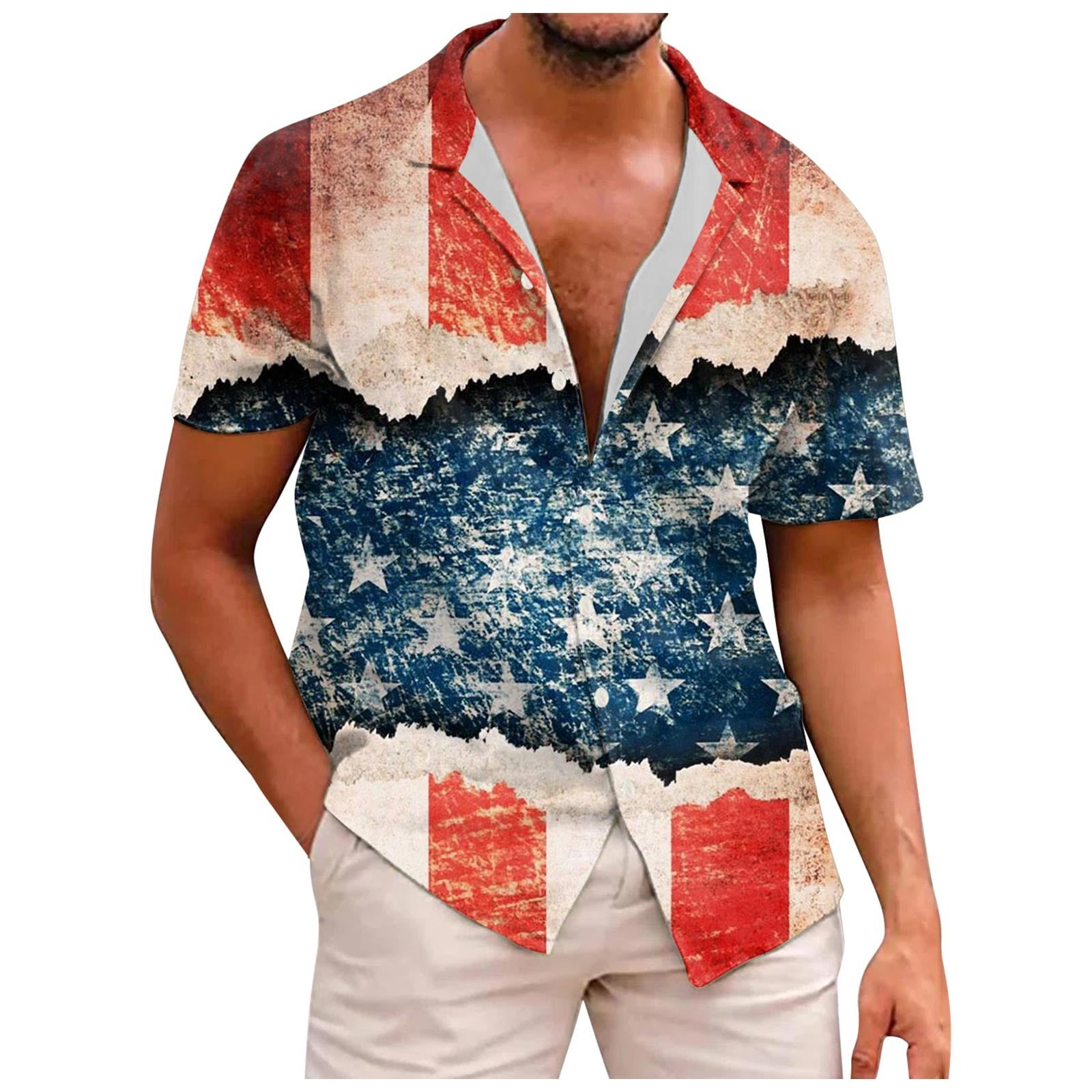 SZXZYGS Men's Casual ButtonDown Shirts 3Xlt Mens Independence Day