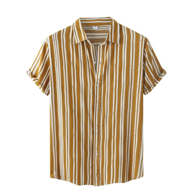 SZXZYGS Mens Dress Shirts Big and Tall Tan Men's Casual Shirt Stripe ...