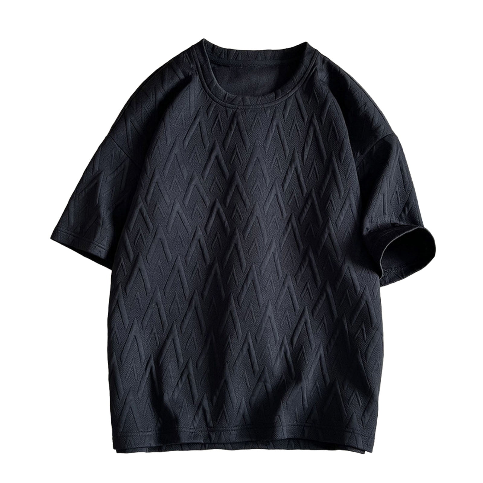 SZXZYGS Mens Graphic T Shirts Vintage Bulk Mens T Shirt Summer Crew Neck Loose Texture Jacquard Solid Color Casual Short Sleeve Walmart