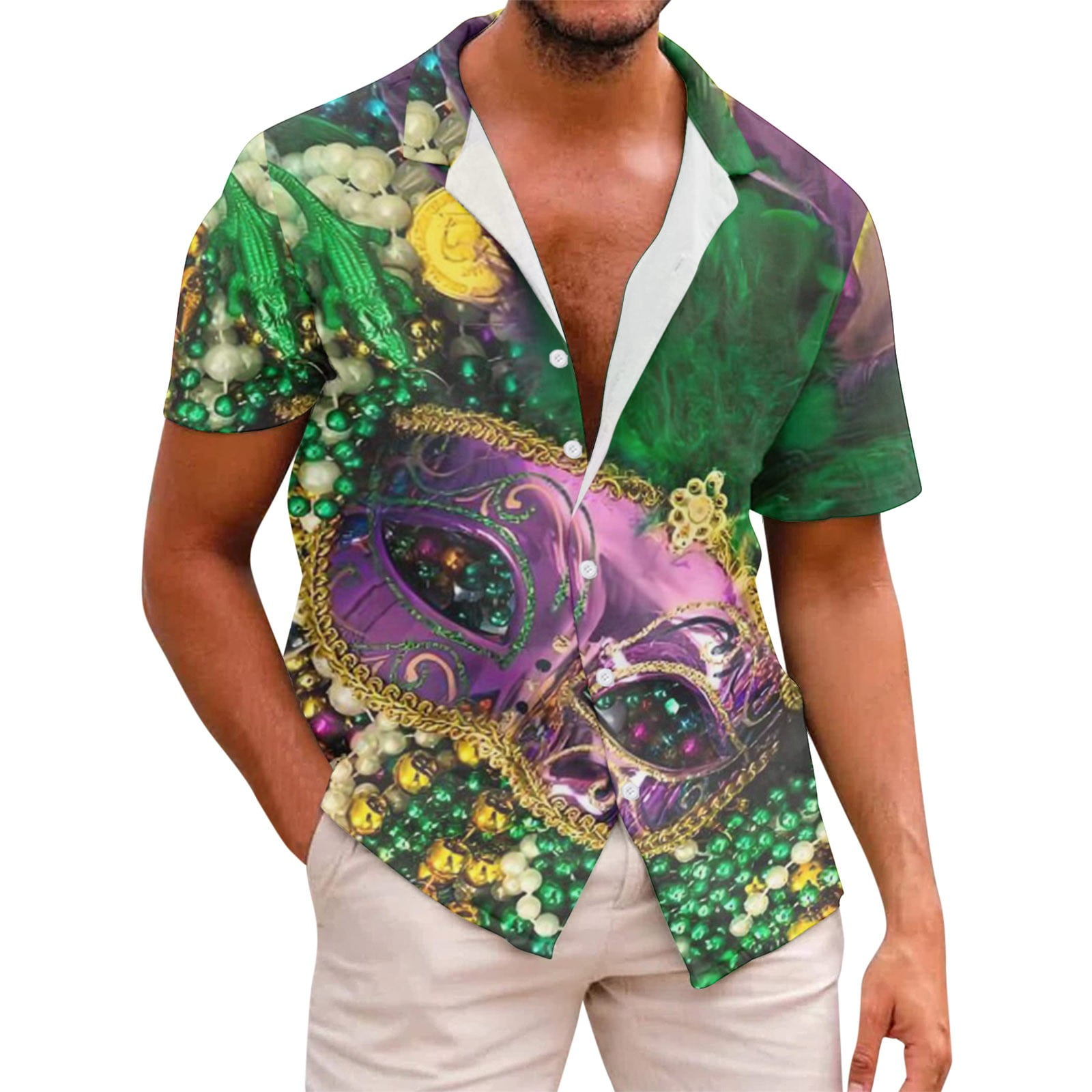 SZXZYGS Mens Long Sleeve Shirts Casual Stylish Graphic Mardi Men's