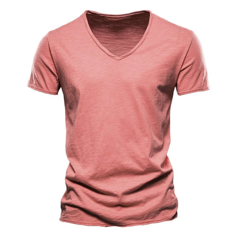 SZXZYGS Mens T Shirts Casual Graphic Mens Fashion Casual Solid Color V Neck  Short Sleeve T Shirt Top