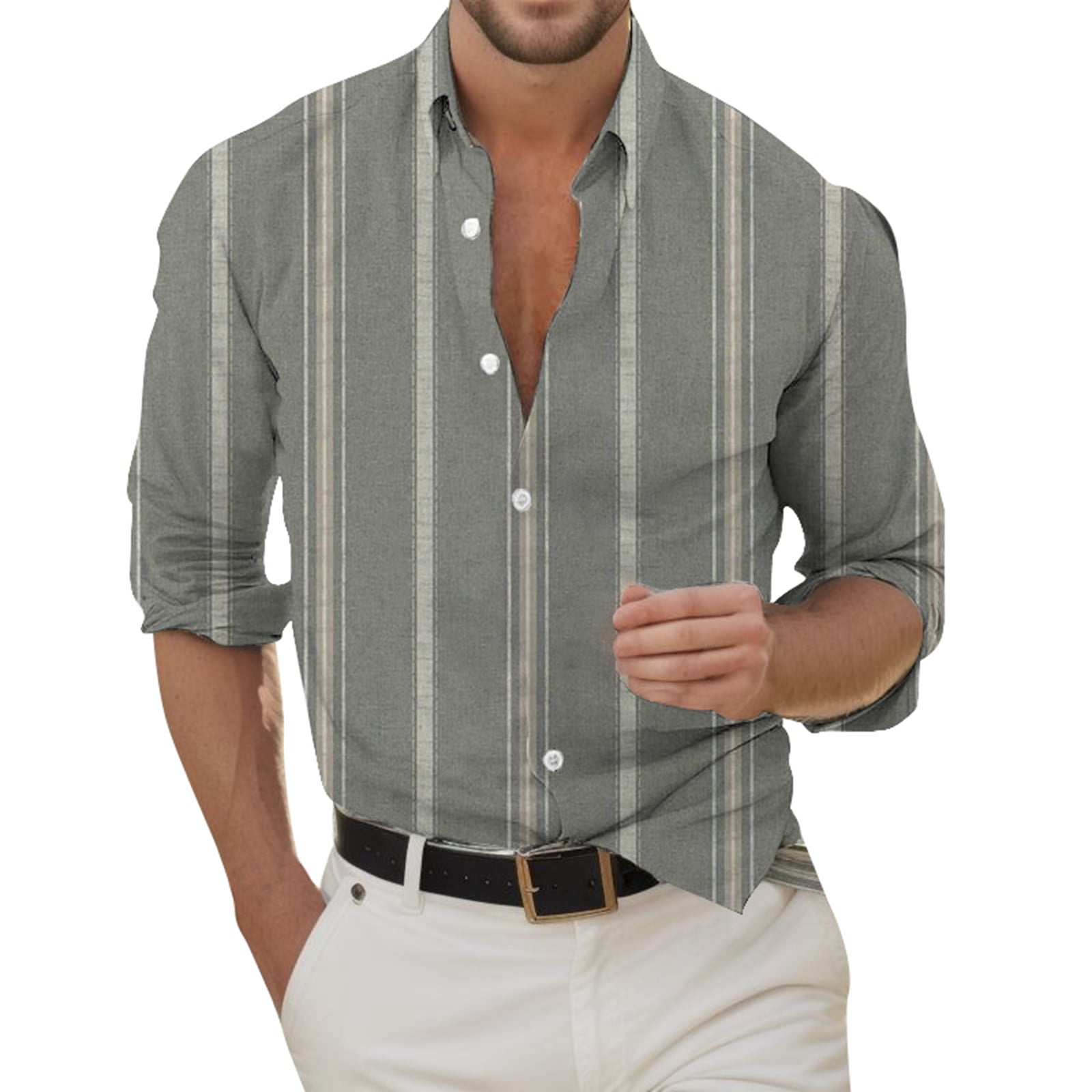 SZXZYGS Shirts for Men with Designs Mens Long Sleeve Shirt Summer Button Down Spread Collar