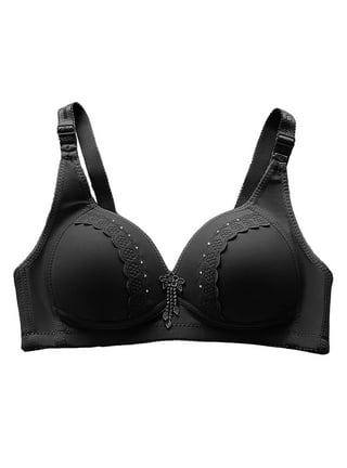  Bras for Women New Middle and Old Age Large Sized No Steel Ring  Gathering Large Cup Thin Cotton Bra (Black, 40) : Sports & Outdoors
