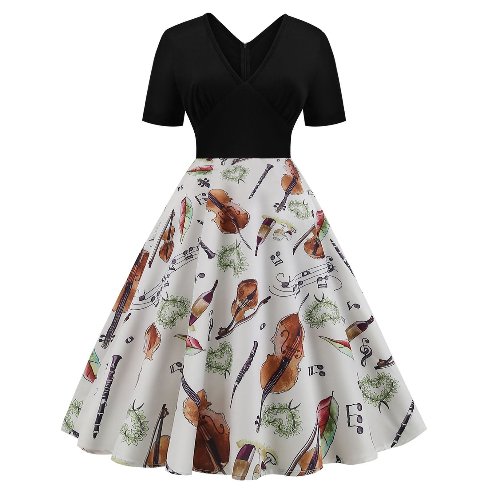 SZXZYGS Spring Dresses for Women 2024 Midi Floral Spring/Summer V Neck