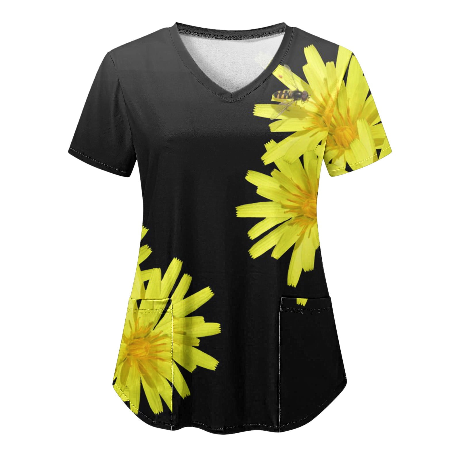 SZXZYGS T Shirt Dress Midi Women Fashion Printed Short Sleeve V Neck