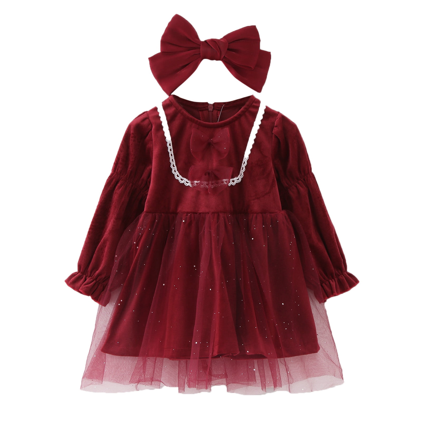 SZXZYGS Toddler Girl Clothes Toddler Girls New Year Dress Long Sleeve Winter Dress First Year