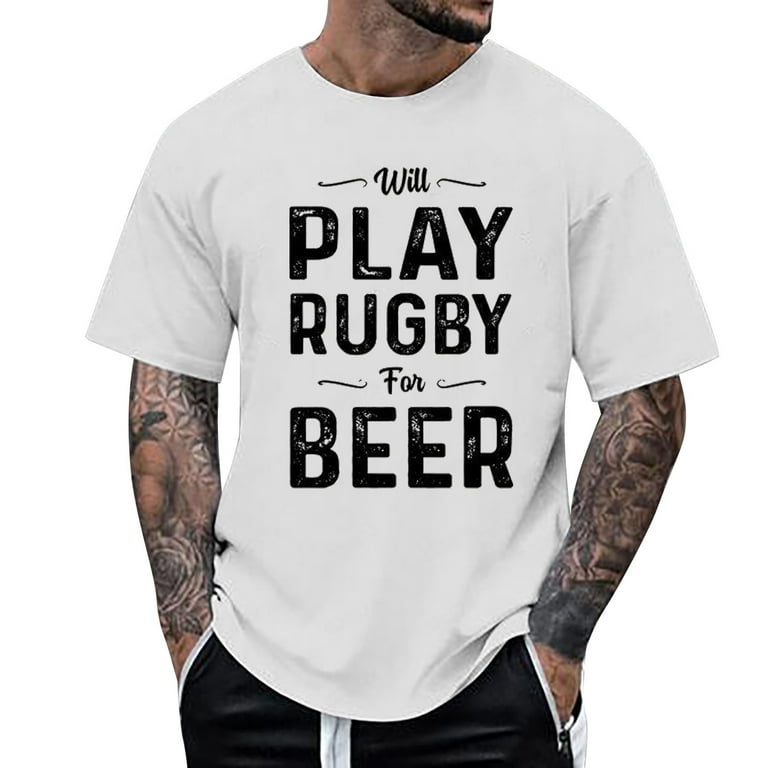 SZXZYGS Tshirts Shirts for Men American Football Fans Sports Gift T Shirt  Vintage Rugby Player Sports Retro Men Rugby Shirt Tee 