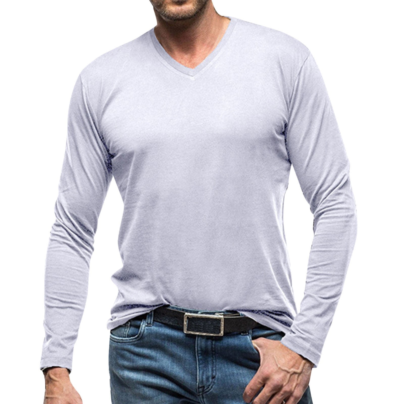 SZXZYGS Undershirts for Men Pack Male Autumn and Winter Long Sleeve V ...