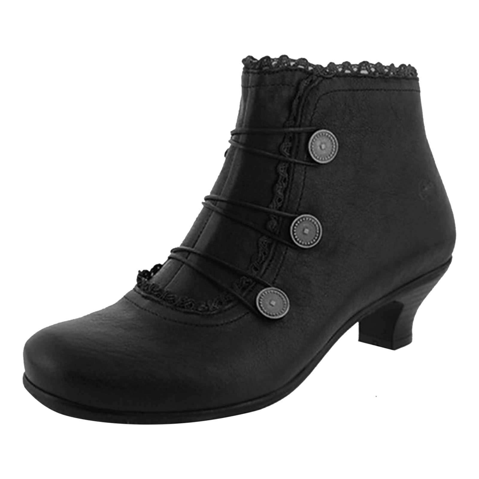 SZXZYGS Winter Boots for Women Women's Leather Boots Round Toe Retro