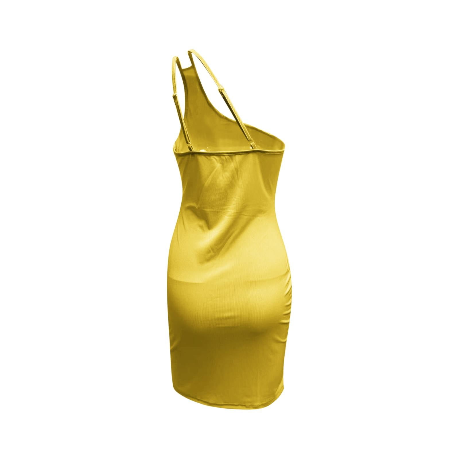 SZXZYGS Women Fall Dresses 2024 Women One Shoulder Ruched Bodycon Mini