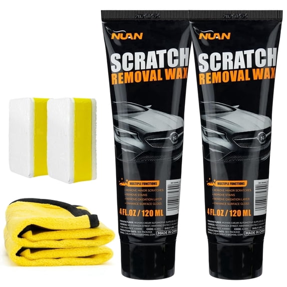 SZZD Car Scratch Remover Wax, Universal Premium Polishing Compound for Deep Scratches, Car Paint Scratch Repair, 4 fl oz (120 ML), with Sponge and Cloth, White