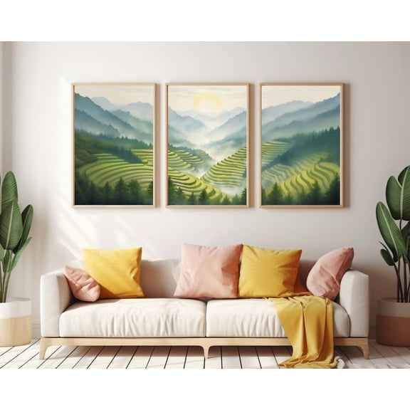 Sa Pa Poster Vietnam Wall Art Vietnamese Home Decor Mountain Valley Landscape Rice Terrace Artwork Southeast Asia Set 3