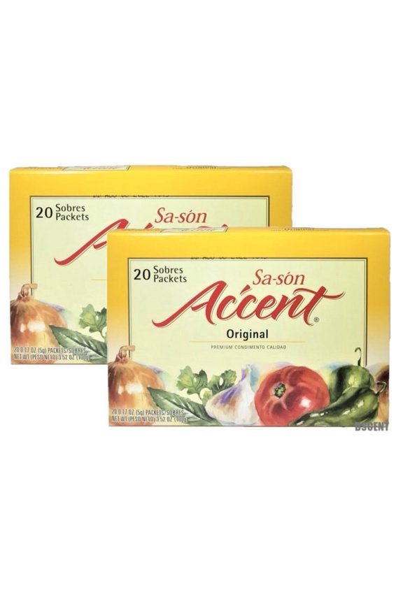 Accent Original Premium Condimento Calidad 20 Sobres/Packets 2 Pack