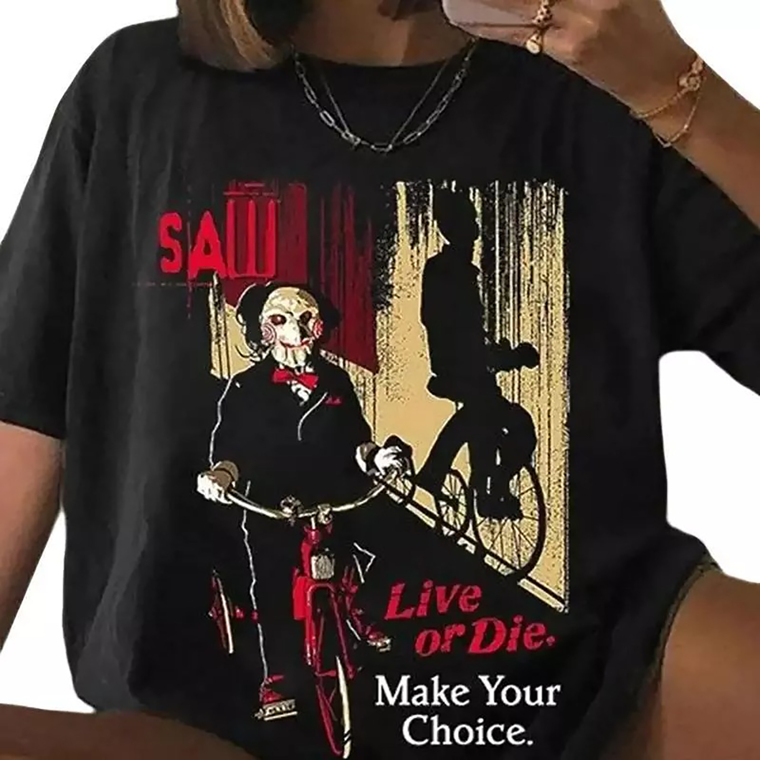 SaAw Retro 90's TShirt, Saw REeverse Bear Trap Movie Promo Shirt