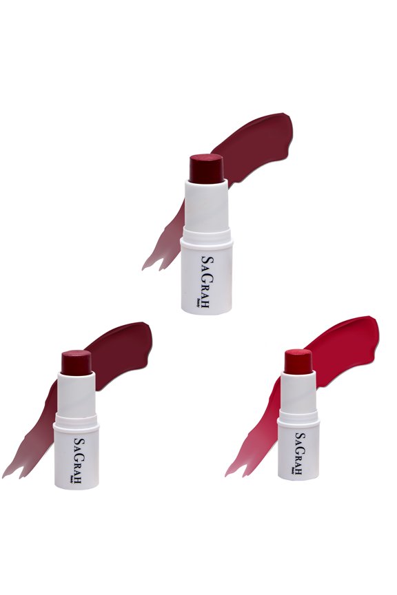 Blush Stick Set of 3 -  Long Lasting Easy Application Makeup Stick For Lips , eyes & Cheeks