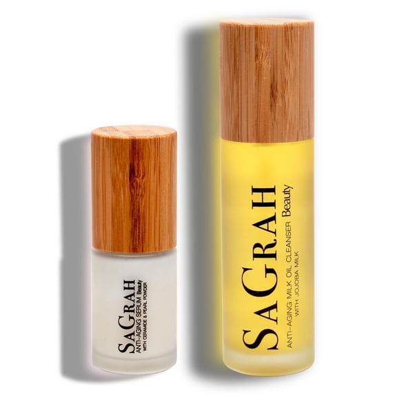 SaGrah Beauty Skincare kit - Vegan and Cruelty Free  Anti-Aging Gentle Cleanser Serum Set for All Skin Types - 2 Pcs