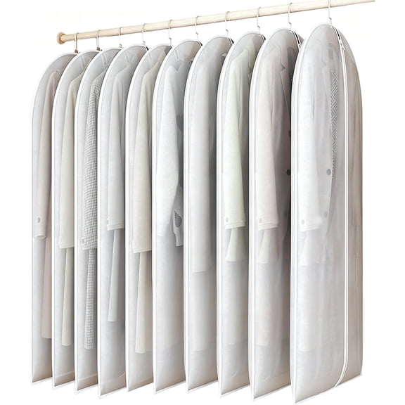 SaKAGURO 10 pack 39" Clear Garment Bags, Clothing Dust Covers, Suit Bags for Closet Storage and Travel for Coat, Sweater, Shirts, Jacket