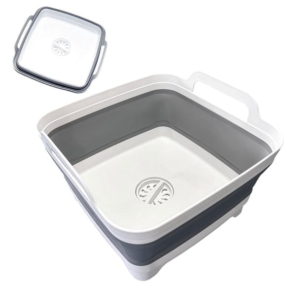 SaKaguro 8L Polypropylene Foldable Dishwasher with Drain Plug Handle, Portable, Gray, 1 Piece