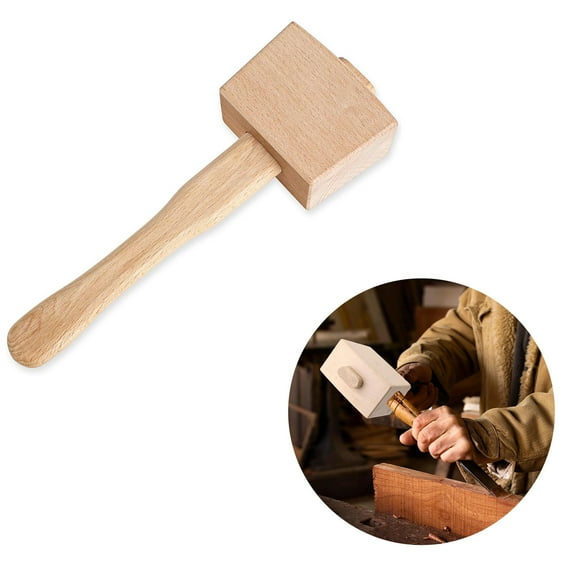 SaKaguro Beech Square Hammer, Used for DIY, StampedCowhide, Wood Craft Drawing -9.6x3.3x1.8 inches