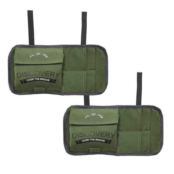 SaKaguro Car Sun Visor Organizer,Pocket Organizer Pouch for Cars- Cards, Sunglasses Holder,12 x 6in,Green,2 pack