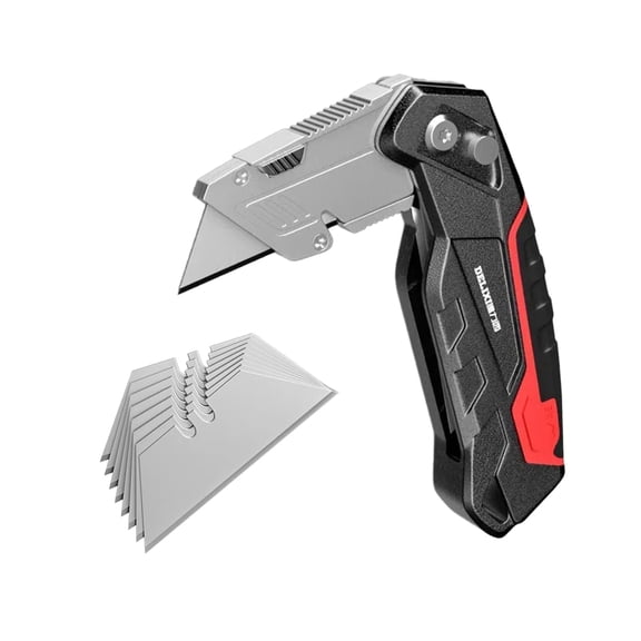 SaKaguro Folding Utility Knife,Boxs Cutter,Adjustable Angles,Carpenter Tool,Blade Storage-Holds 3 Compatible Blades(Red)