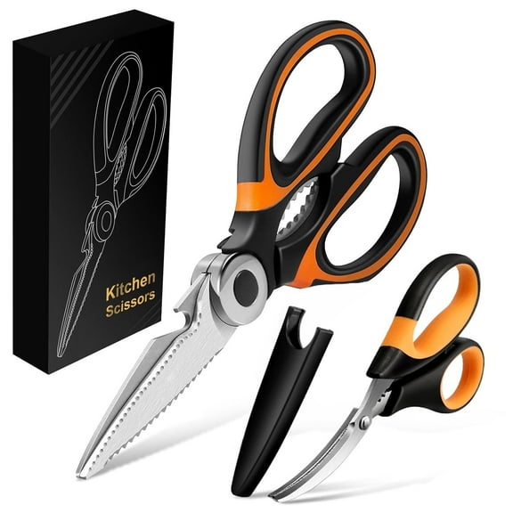 SaKaguro 2-Piece Orange Multi-Functional Stainless Steel Kitchen Scissors