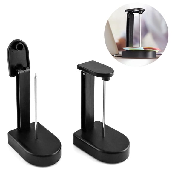 SaKaguro Desktop Organizer Receipt Holder Spike, 2 packs Black Receipt Invoice Nail Rods with Top Cover and Base