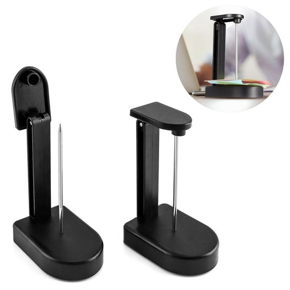 SaKaguro Receipt Holder Spike, 2 Packs of Black Receipt Invoice Nail Rods, with Top Cover and Base