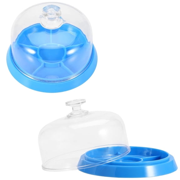 SaKaguro Watch Movement Dust Cover, 2 Watch Parts Trays, Storage Box with Lid (Plastic, Blue,4.3''L)