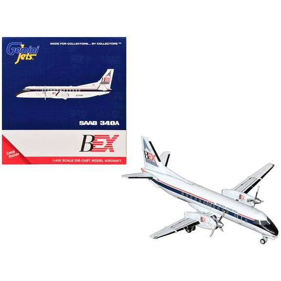 Saab 340A Commercial Aircraft "Business Express Airlines" White with Blue and Red 1/400 Diecast Model by GeminiJets