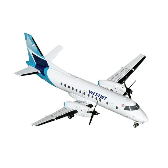 Saab 340B Commercial Aircraft "WestJet" (C-GOIA) White with Blue Stripes and Tail "Gemini 200" Series 1/200 Diecast Model Airplane by GeminiJets