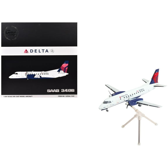 Saab 340B Commercial Aircraft White with Red and Blue Tail 1/200 Diecast Model Airplane by GeminiJets
