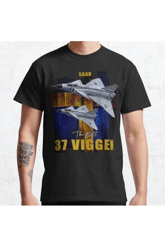 Saab 37 Viggen Swedish Multi Combat Aircraft Classic T-shirt