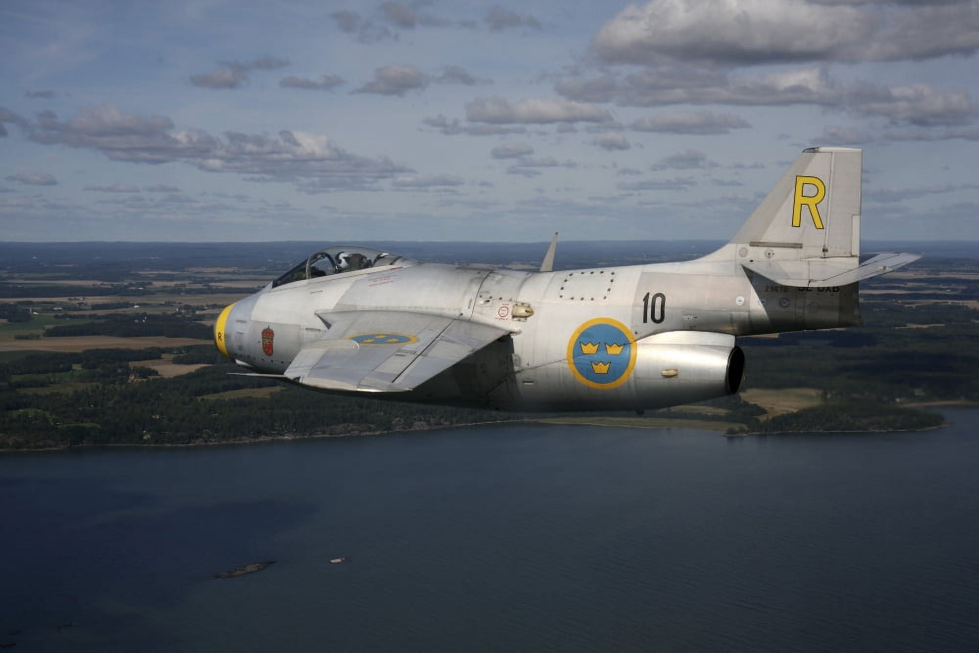 Saab J 29 vintage jet fighter of the Swedish Air Force Historic Flight Canvas Art - Daniel KarlssonStocktrek Images (35 x 24)